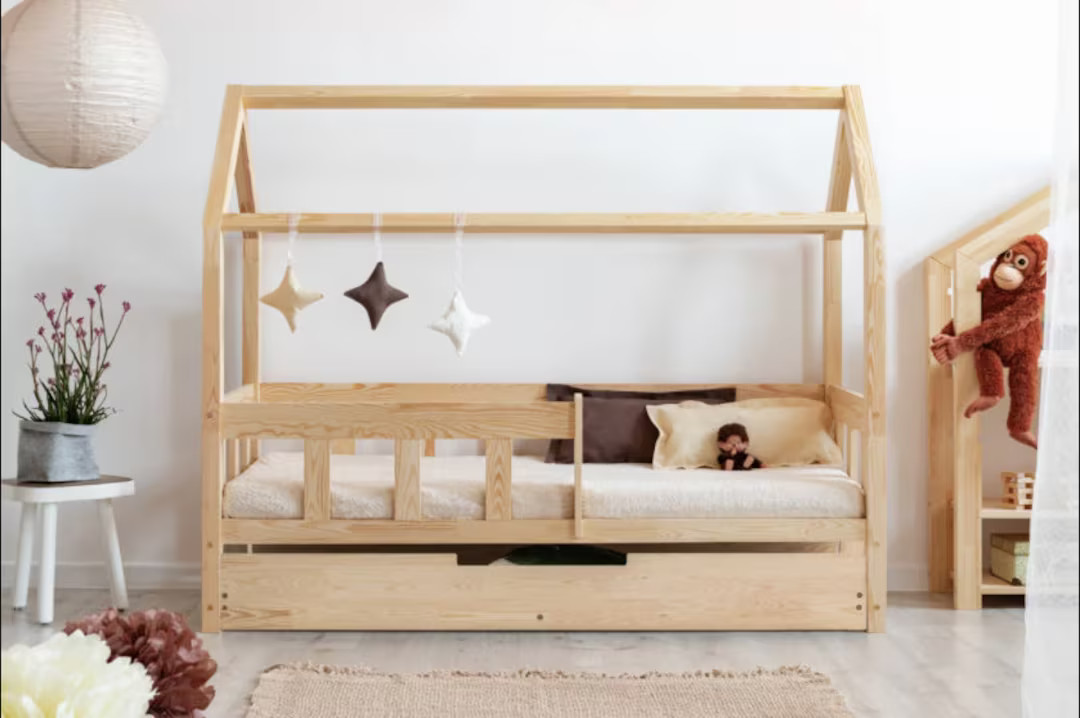 Solid Twin Size House Bed With Drawer for Kids Montessori - Etsy | Etsy (US)