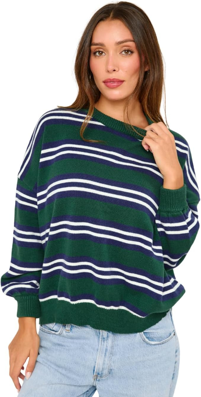 Almere Striped Oversized Crewneck Sweater for Women | Amazon (US)