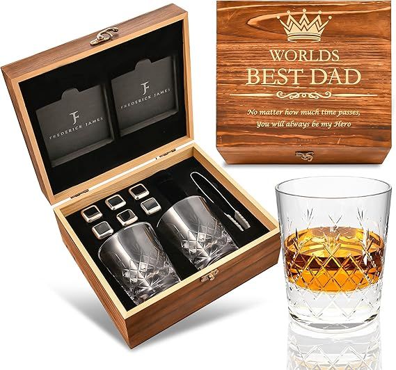 Gifts for Dad from Daughter or Son - Engraved 'Worlds Best Dad" Whiskey Glass Set I Fathers Day G... | Amazon (US)