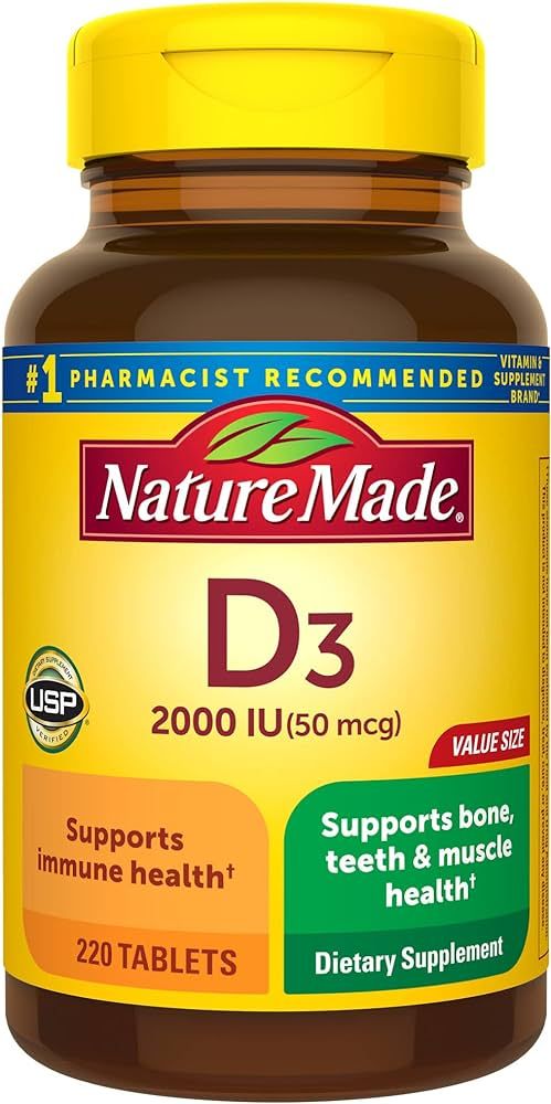 Nature Made Vitamin D3 2000 IU (50 mcg), Dietary Supplement for Bone, Teeth, Muscle and Immune He... | Amazon (US)
