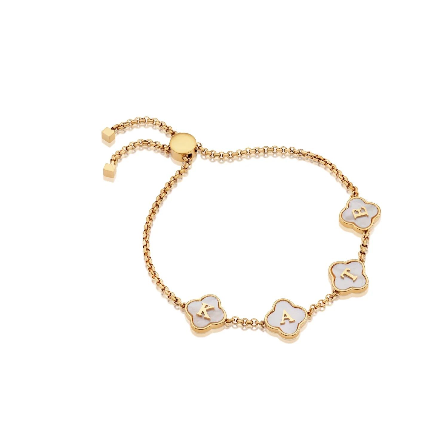 Clover Custom Name Bracelet (Gold) | Abbott Lyon