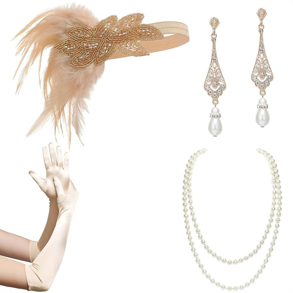 BABEYOND 1920s Flapper Accessories Gatsby Costume Accessories Set 20s Flapper Headband Pearl Neck... | Amazon (US)