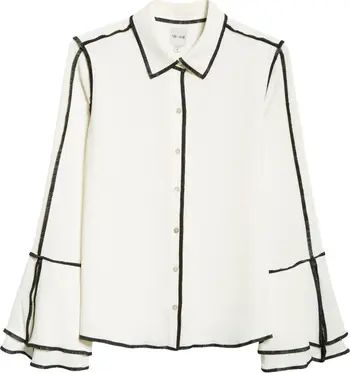 NIC+ZOE Touch of Trim Flare Sleeve Shirt | Nordstrom | Nordstrom