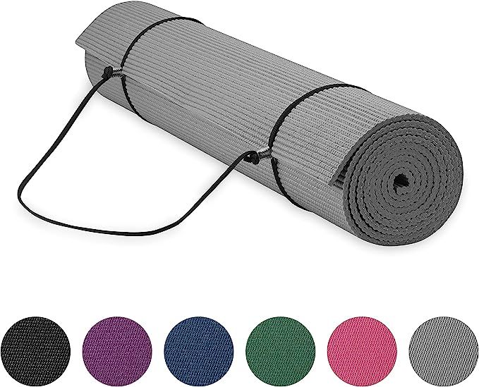 Gaiam Essentials Premium Yoga Mat with Yoga Mat Carrier Sling (72"L x 24"W x  1/4 Inch Thick) | Amazon (US)