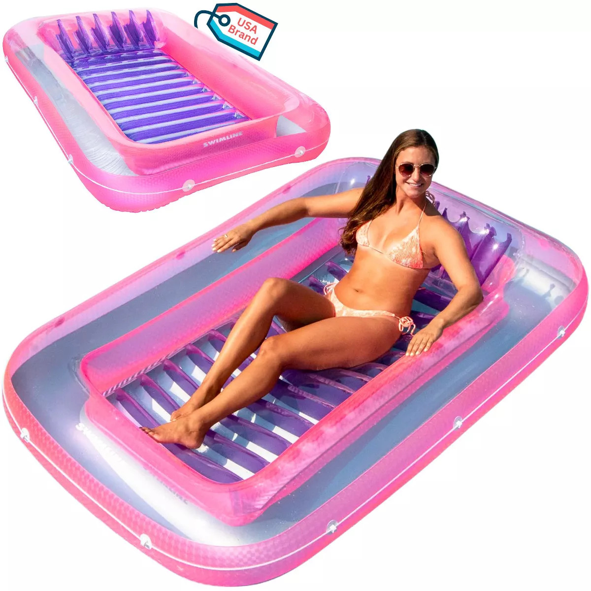 SWIMLINE ORIGINAL Suntan Tub Classic Edition Inflatable Floating Lounger Pink, Tanning Pool Hybri... | Target