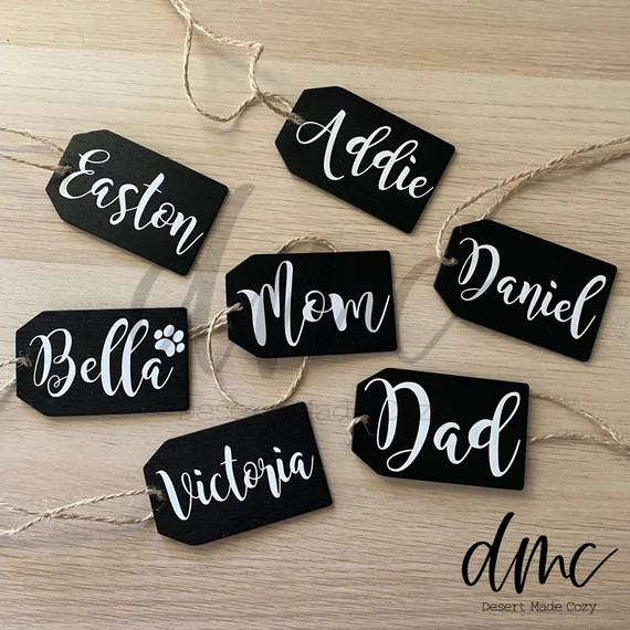 Personalized Black Wooden Name Tag  Stocking Name Tag  Gift | Etsy | Etsy (US)