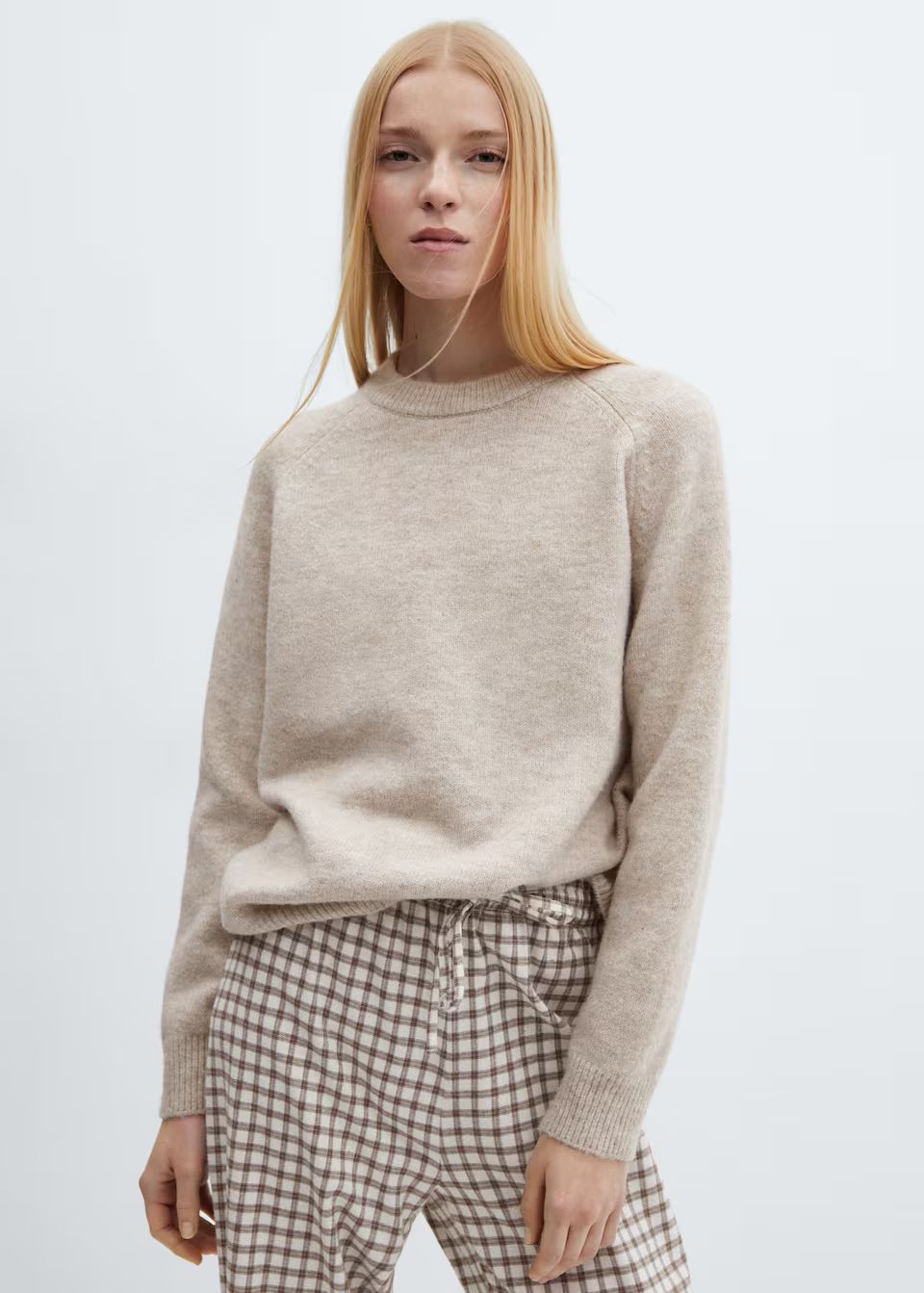 Cotton-linen round-neck knitted sweater -  Women | Mango USA | MANGO (US)