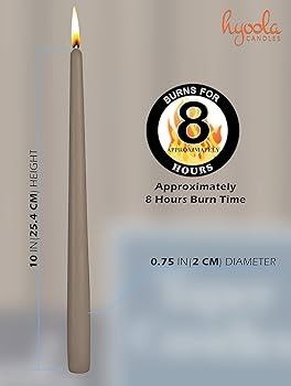 12 Pack Tall Taper Candles - 10 Inch Taupe Gray Dripless, Unscented Dinner Candle - Paraffin Wax ... | Amazon (US)
