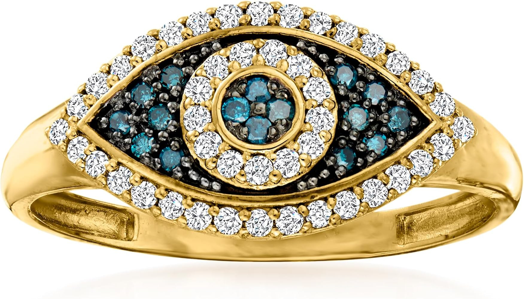 Ross-Simons 0.30 ct. t.w. Blue and White Diamond Evil Eye Ring in 14kt Yellow Gold | Amazon (US)