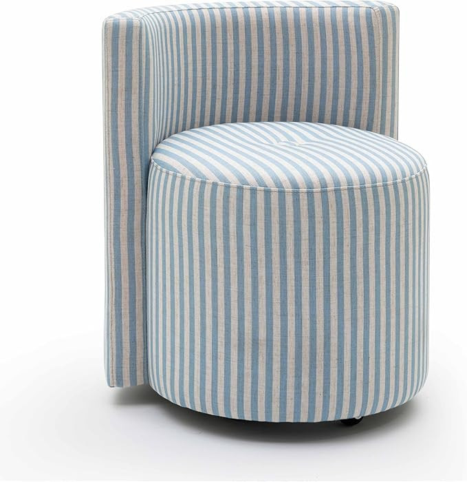 Alyssa Blue Striped Linen Rolling Desk Chair | Amazon (US)