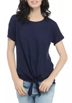Petite Tie Front Dolman Sleeve Shirt | Belk