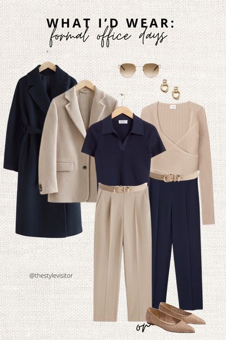 I love this color palette so much, it’s definitely less harsh than black with dark beige! The navy is easy to mix in with cream for spring to summer, reducing the cost per weae significantly. Read the size guide/size reviews to pick the right size.

Leave a 🖤 to favorite this post and come back later to shop

#formal trousers #cream trousers #navy #office outfit #work outfit #workwear #blazer #draped knit top 

#LTKstyletip #LTKworkwear #LTKSeasonal