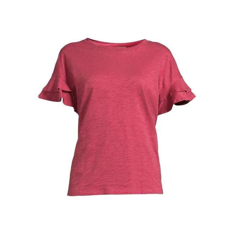 Time and Tru Women's Flutter Sleeve Knit Top, Sizes S-3XL | Walmart (US)