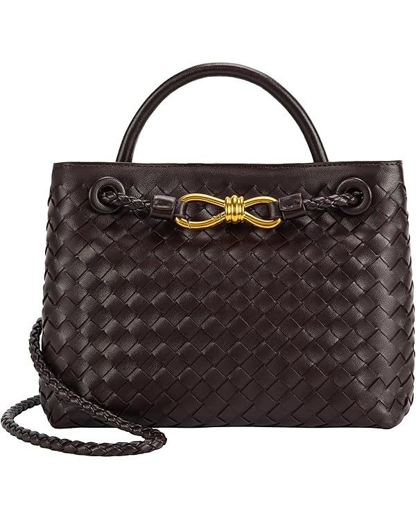 Woven Tote Bag for Women Leather Shoulder Handbag Designer Top Handle Purses | Amazon (US)