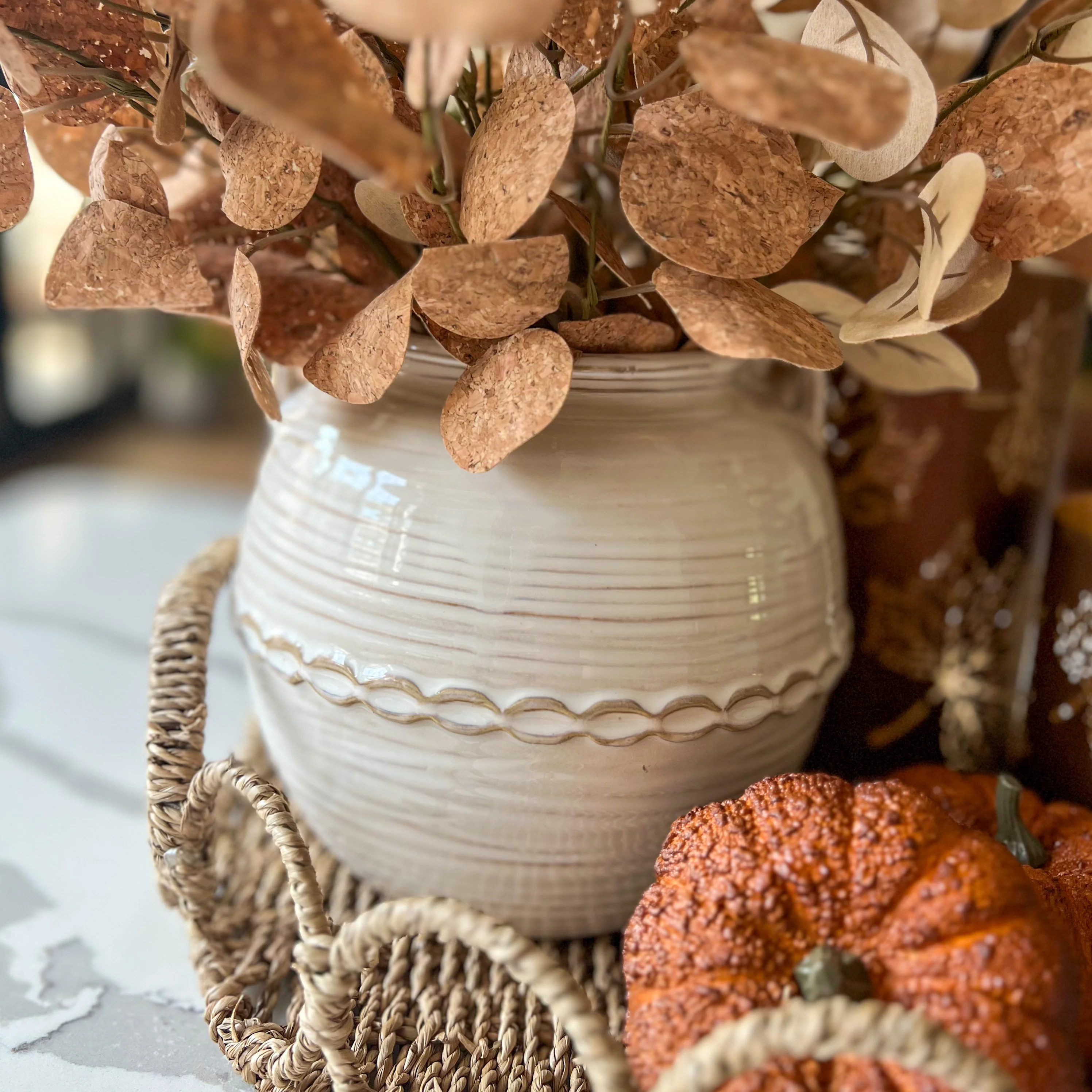Willow Link Ceramic Vase with Handles | MJHome