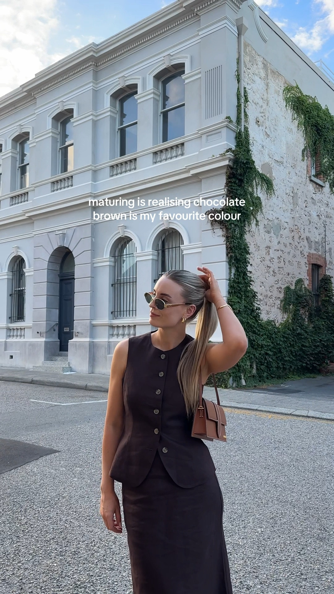 Obsessed with a chocolate brown outfit lately 🤎 Sized down to size 6 in both top and skirt 

#LTKaustralia #LTKworkwear #LTKnewzealand