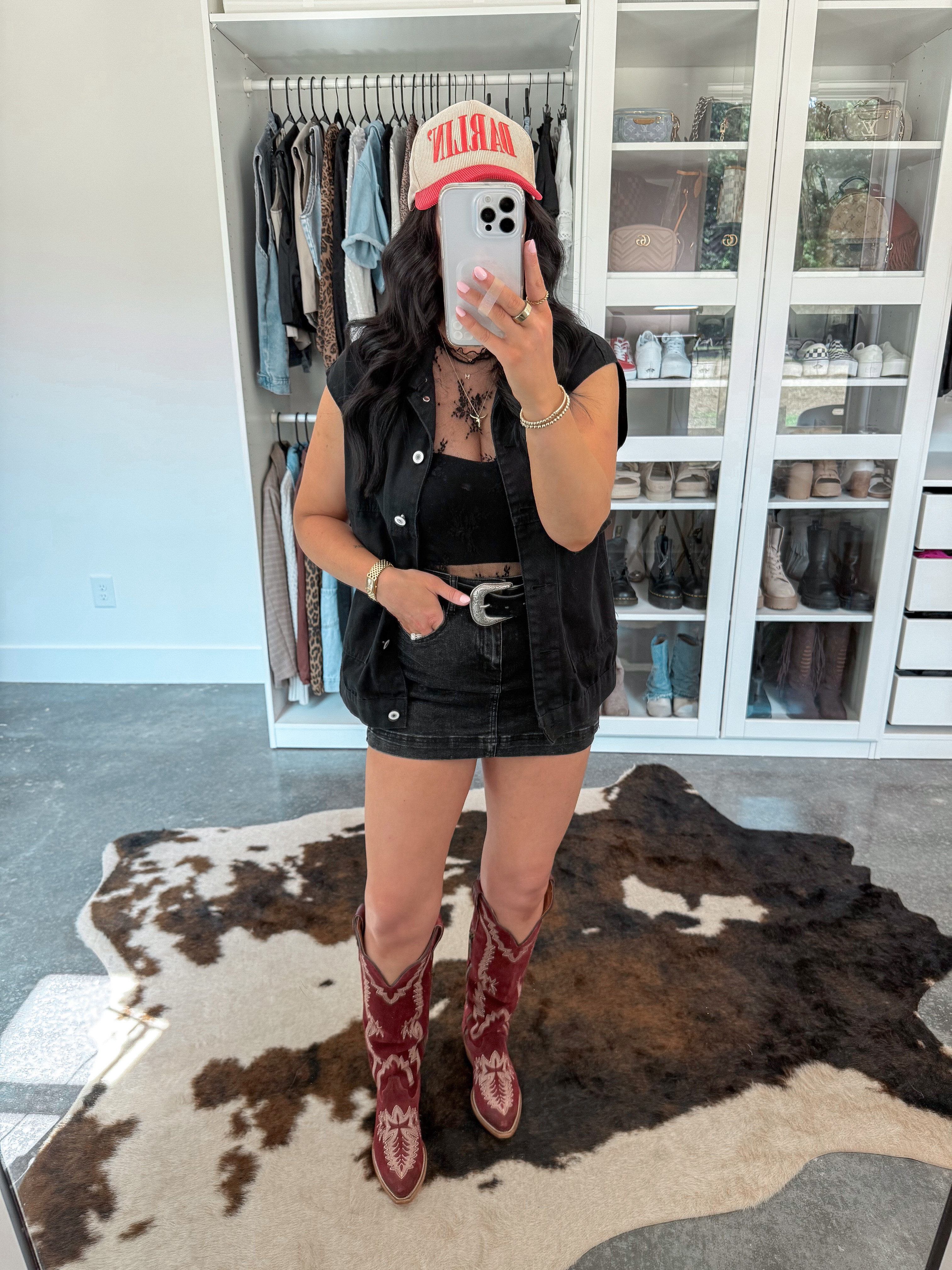 Lace Tank - small
Bandeau - medium
Belt - small
Skort - small
Vest - xs (a-dark black color option)

*My exact hat is sold out, so I linked the same style / brand hat since it comes in other red options! 

*My boots are no longer available so I did link other red options!

This edgy western look is so fun with the pops of red paired with this black lace look! I love this lace tank top so much - I styled it with this black oversized denim vest, one of my all time favorite black denim skorts (has great booty coverage - I have it in two colors! 👏🏼) & finished the look with a hat and some red cowgirl boots! 🖤

 

 #LTKFindsUnder50 #LTKFindsUnder100 #LTKStyleTip