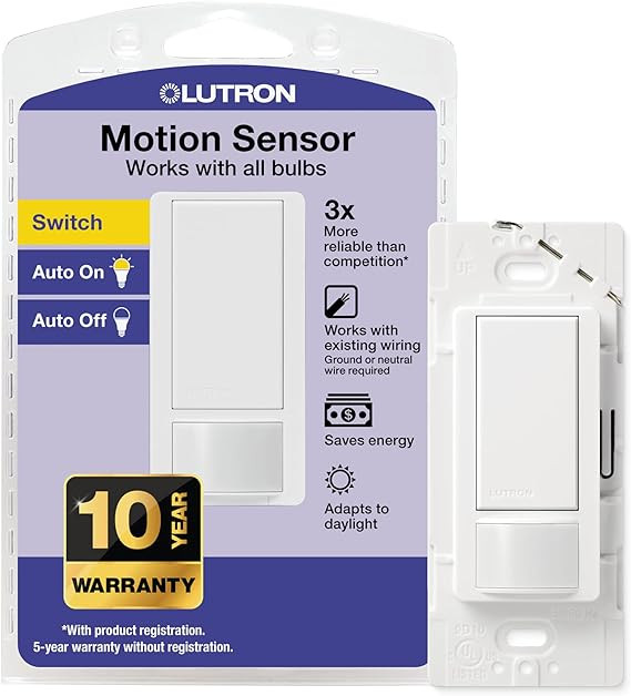 Lutron Maestro Motion Sensor Light Switch Indoor for Bathroom, Garage, Laundry Room, Any Bulbs, O... | Amazon (US)