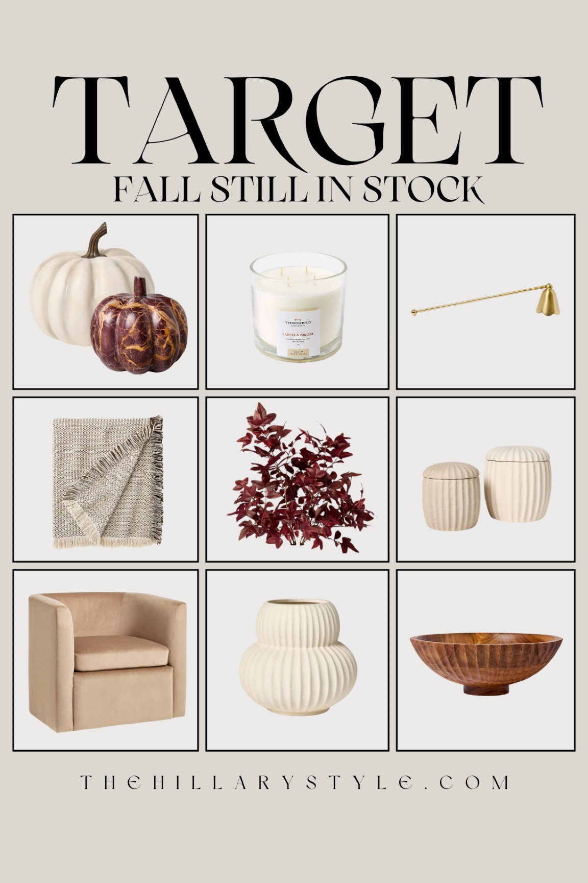 TARGET Fall Still in Stock: Candles, stems, vase, accent chair, blanket, decor bowl. 

#LTKHome #LTKSeasonal #LTKStyleTip