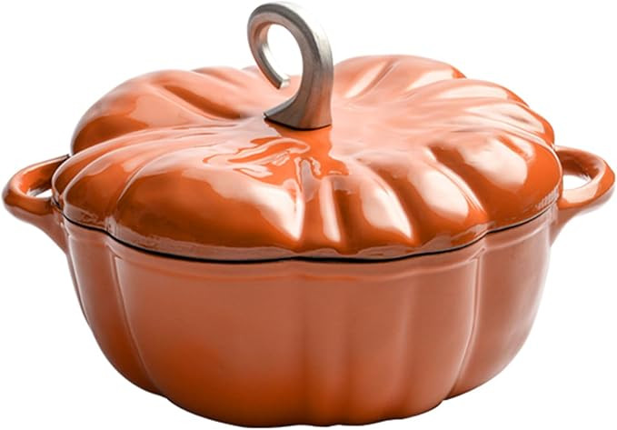 Orange,Mswborml Pumpkin Enameled Dutch Oven Pot with Lid and Non-Stick Ceramic Coating, Heat-Resi... | Amazon (US)