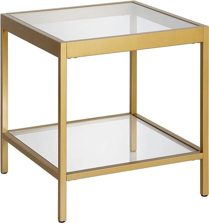 Henn&Hart 20" Wide Square Square Side Table in Brass, Table for Living Room, Bedroom | Amazon (US)