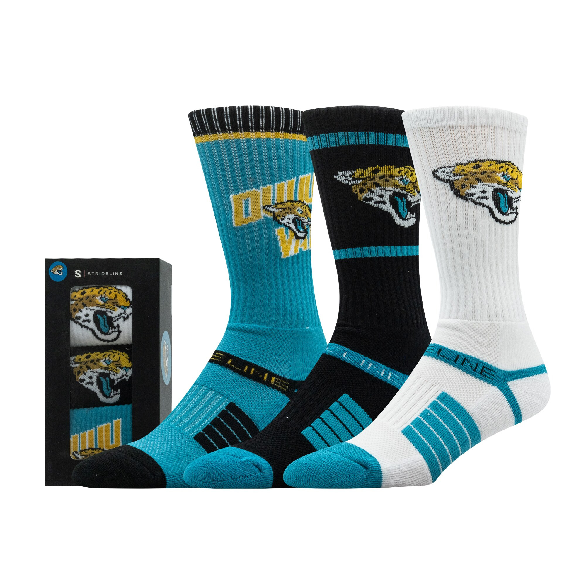 Jacksonville Jaguars Strideline Unisex Premium 3-Pack Knit Crew Socks Set | Fanatics