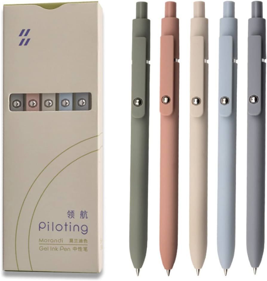 Gel Pens, 5 Pcs 0.5mm Japanese Black Ink Pens Fine Point Smooth Writing Pens, High-End Series Ret... | Amazon (US)