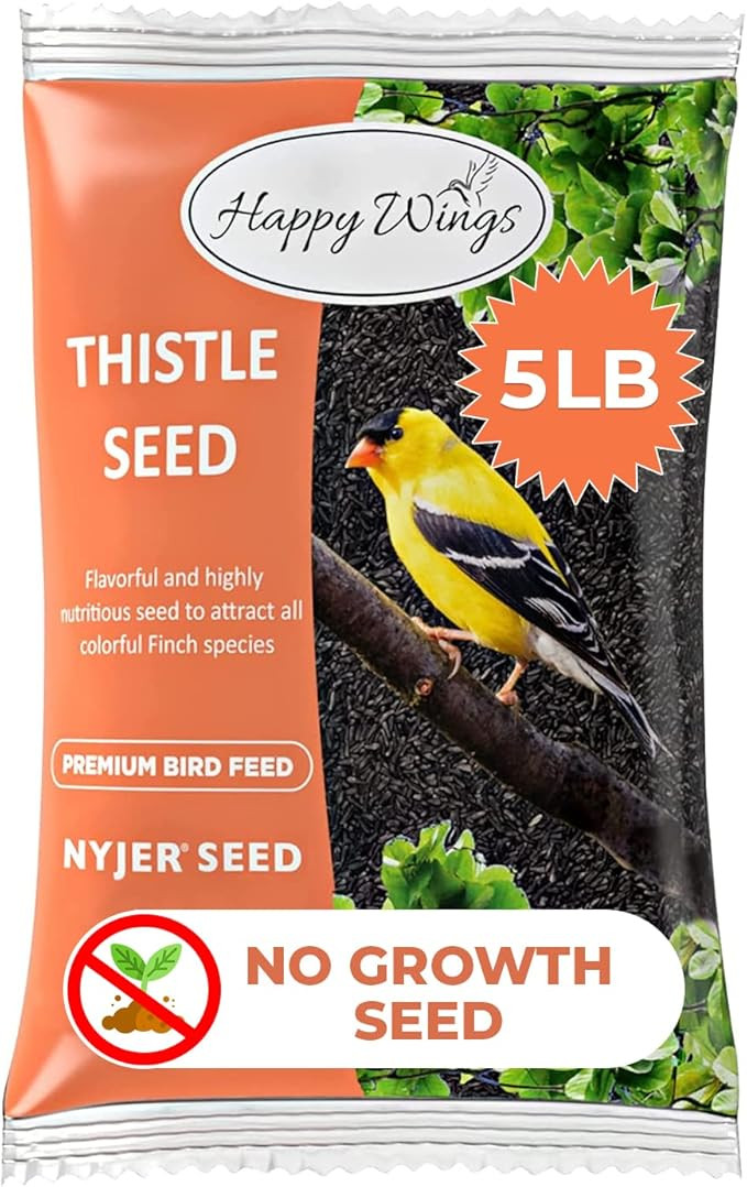 Happy Wings Nyjer/Thistle Seeds Wild Bird Food - 5 Pounds I No Grow Seed I Bird Seed for Wild Bir... | Amazon (US)