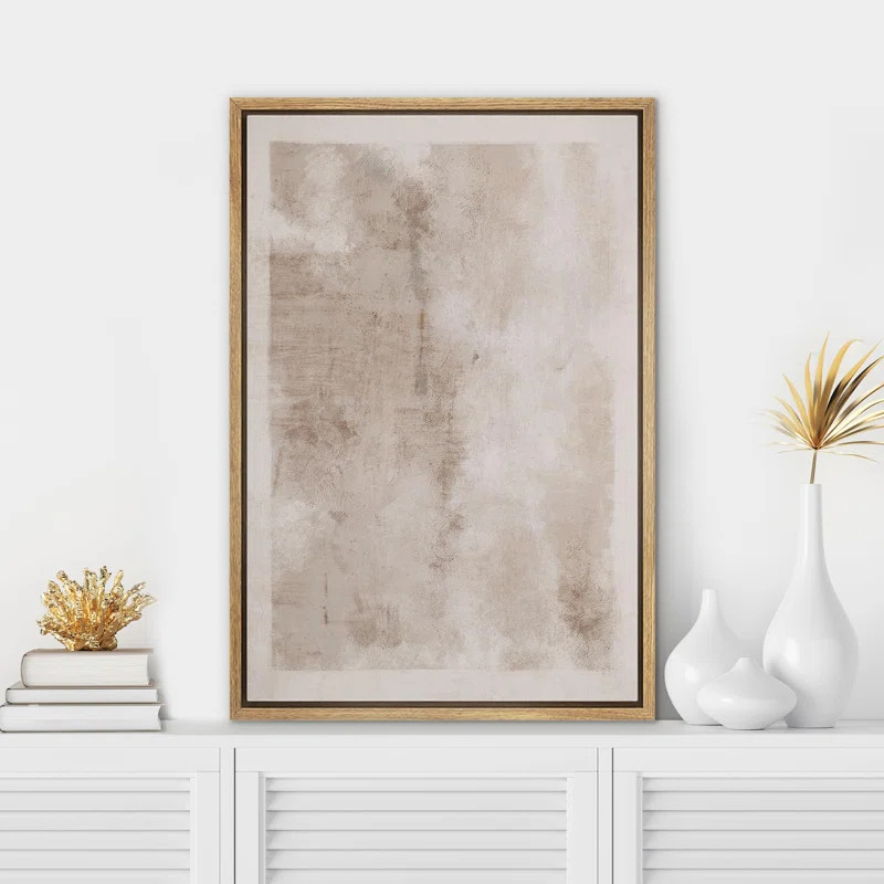 IDEA4WALL Minimal Landscape Abstract Faded Brown Tan Neutral Modern Picture Large Framed Canvas P... | Wayfair North America