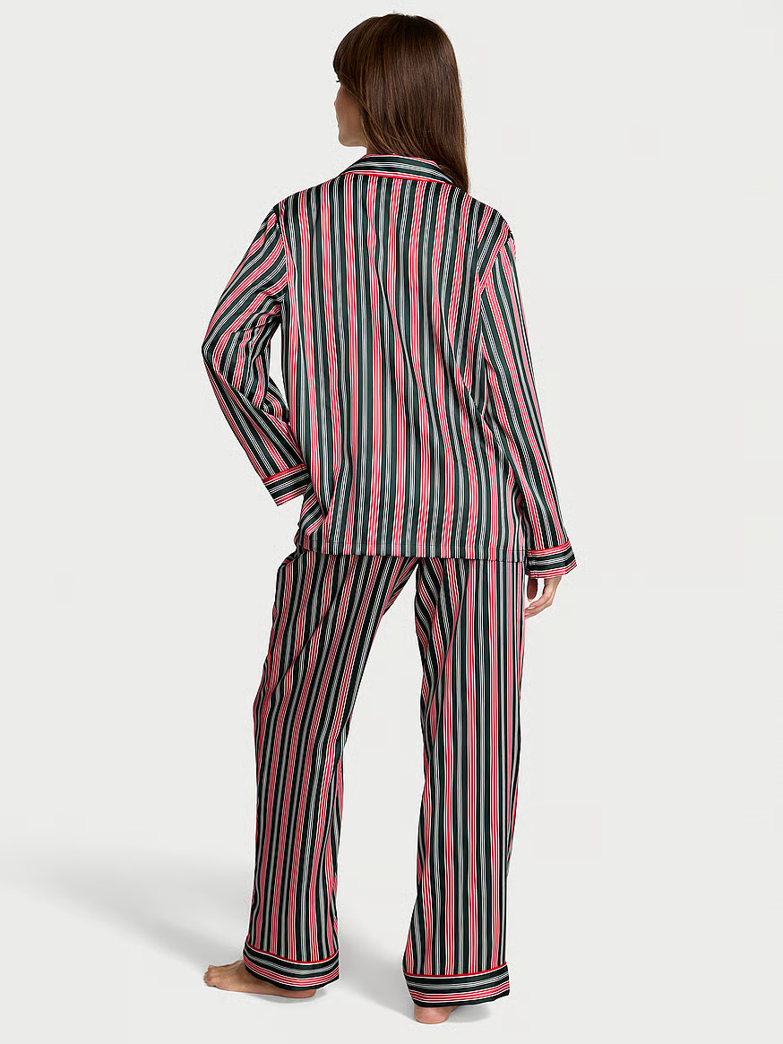 Buy Glazed Satin Long Pajama Set, Pink Iconic Stripes - Order Pajamas Sets online - Victoria's Se... | Victoria's Secret (US / CA )