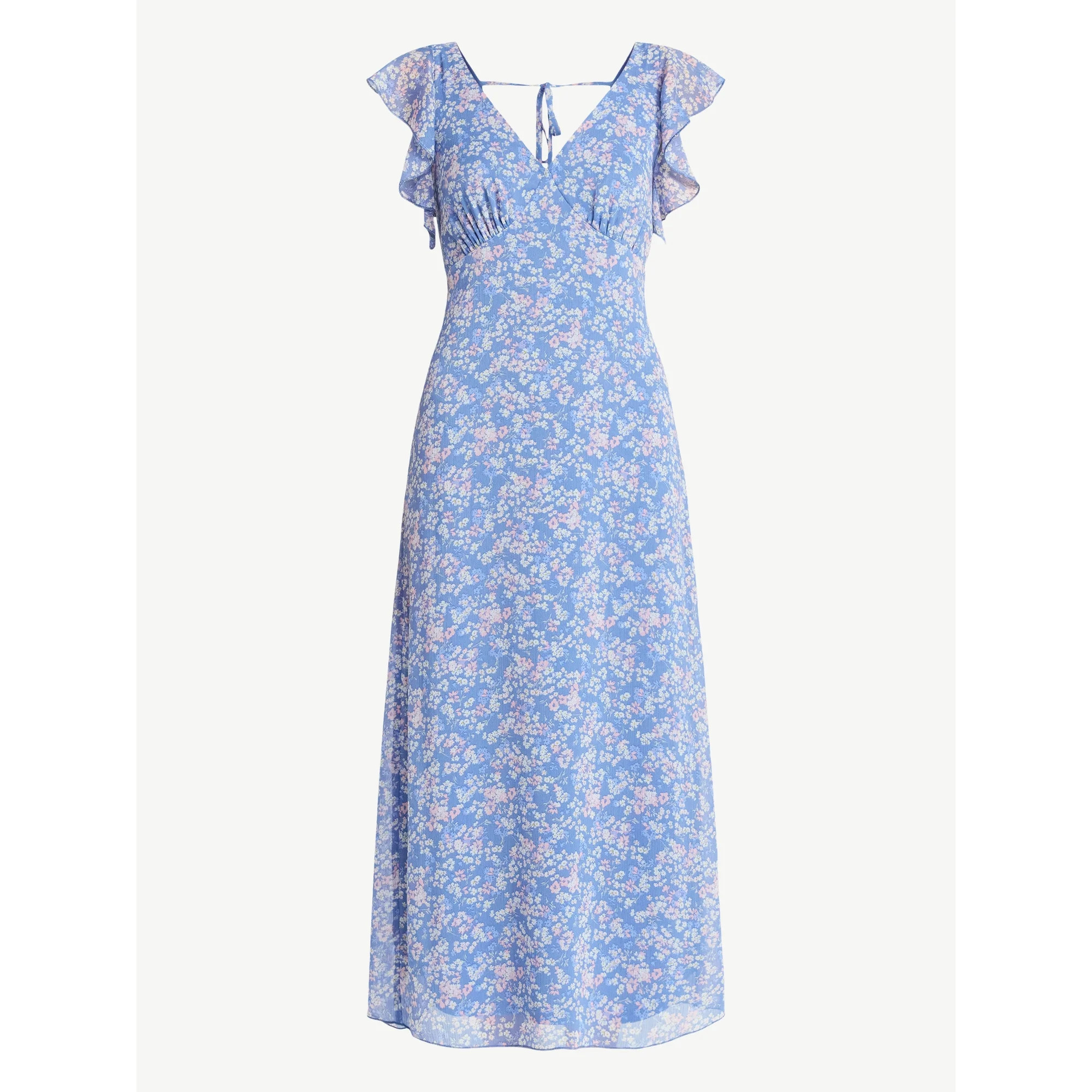 No Boundaries Flutter Sleeve Midi Dress, Women's XXS-XXL | Walmart (US)