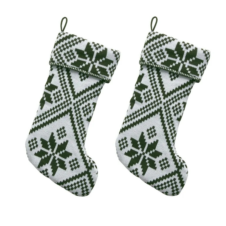 My Texas House Noah Green Knit Christmas Stockings, 21" (2 Count) - Walmart.com | Walmart (US)