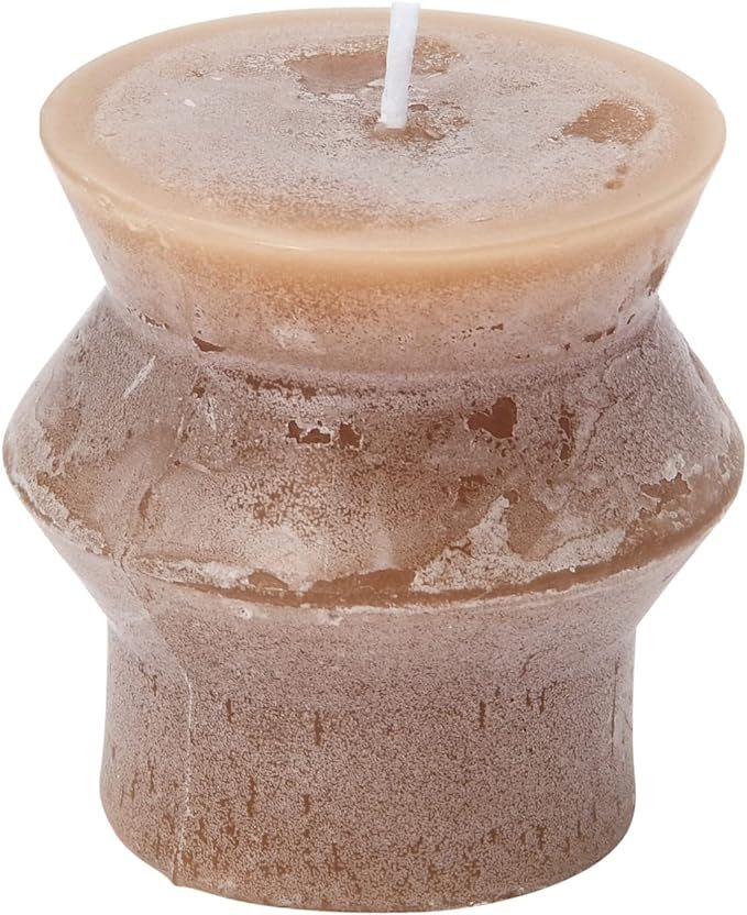 Creative Co-Op Unscented Totem Pillar, Cappuccino Candles, 3" L x 3" W x 3" H, Brown | Amazon (US)