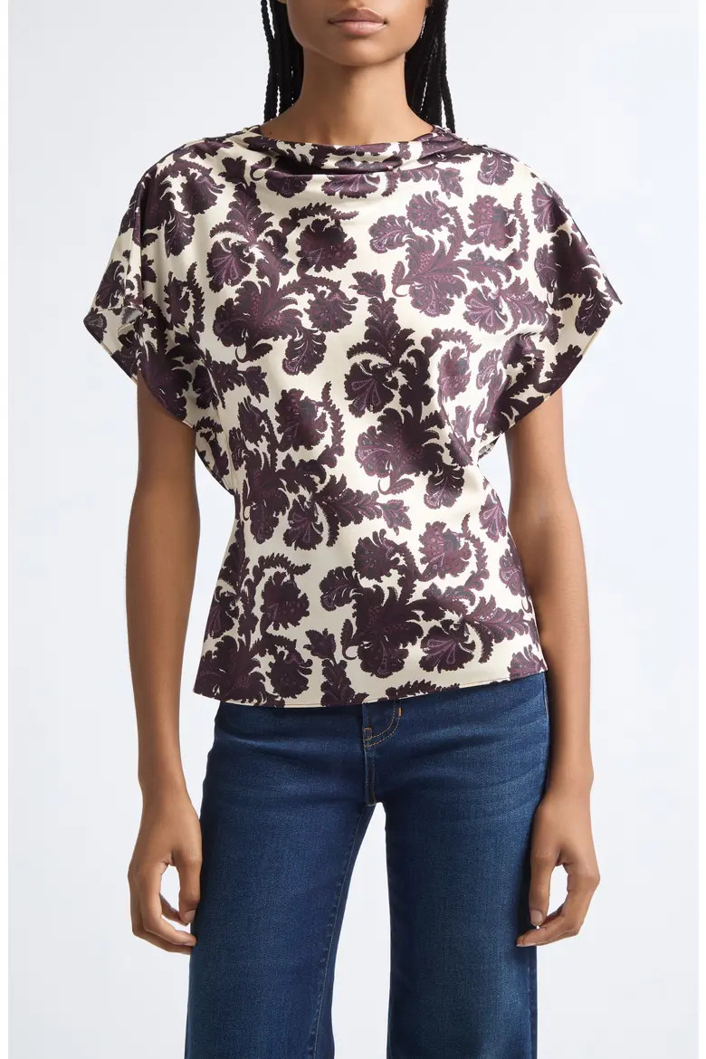 Veronica Beard Redgrave Silk Blend Top in Ecru Multi at Nordstrom, Size 2 | Nordstrom