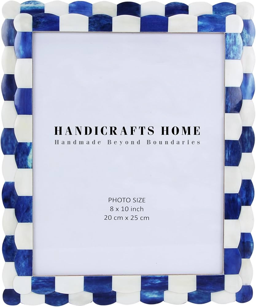 Handicrafts Home Photo Picture Frame - 8" x 10" Handmade Gift Photo Frames - Blue & white | Amazon (US)