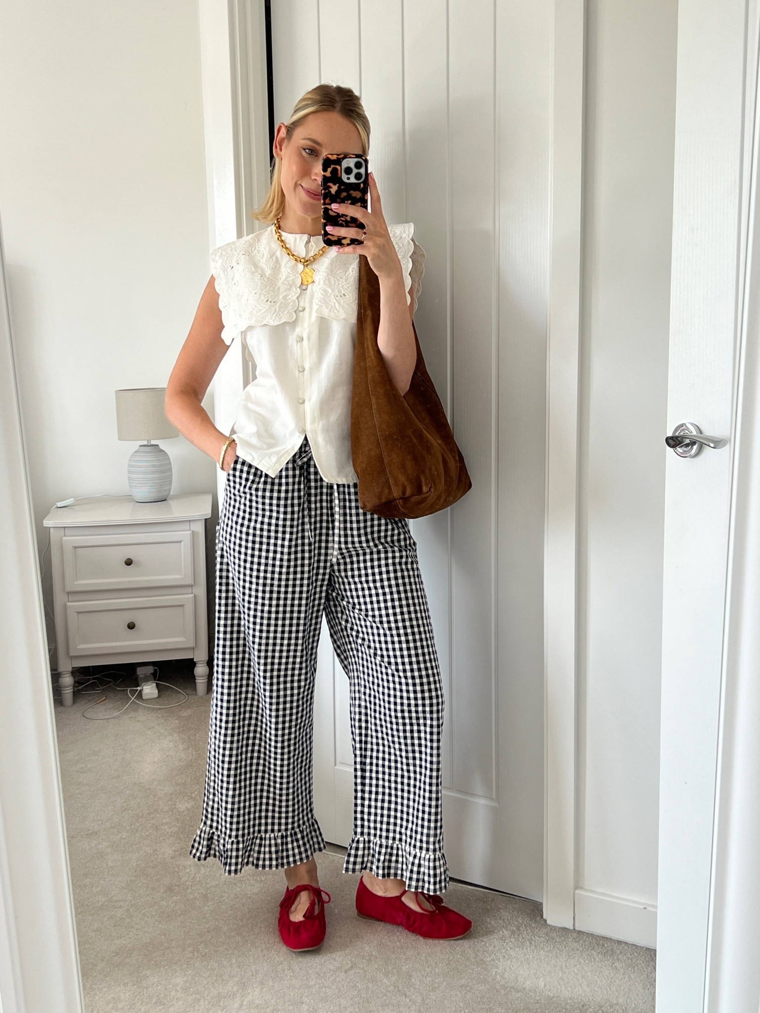Friday outfit 🤍 love a pretty white blouse & gingham trouser combo!

#LTKFashionMonth #LTKuk #LTKstyletip