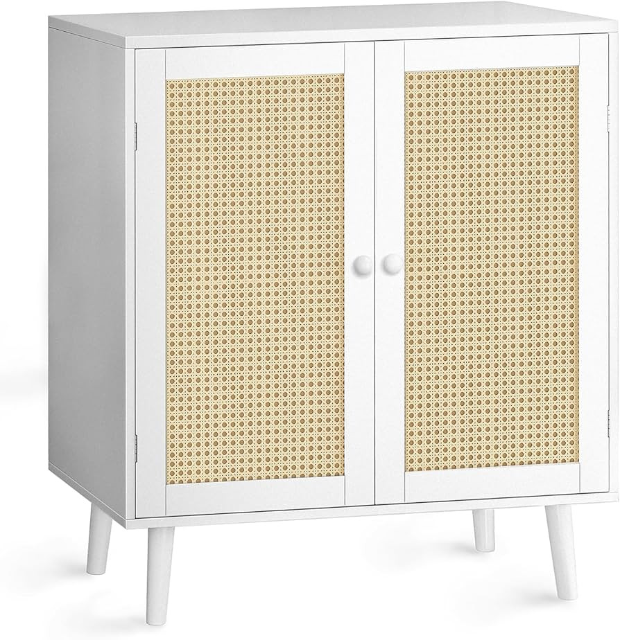 Buffet Cabinet with Storage, Storage Cabinet with PE Rattan Decor Doors, Accent Cabinet with Soli... | Amazon (US)