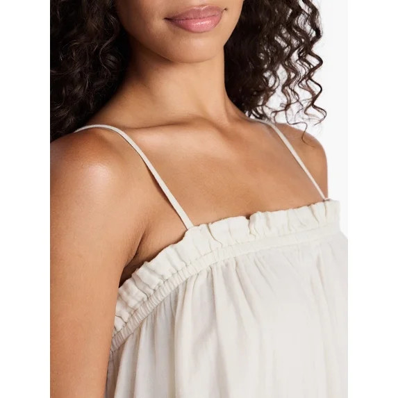 Time and Tru Women's Sleeveless Double Cloth Cotton Midi Dress, Sizes XS-XXXL | Walmart (US)