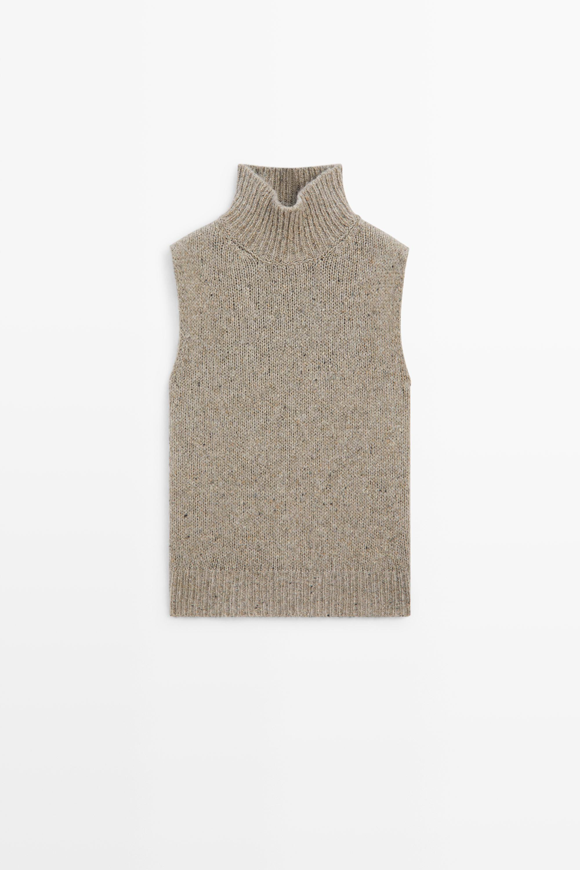Gilet en maille \u00e0 col montant | Massimo Dutti FR