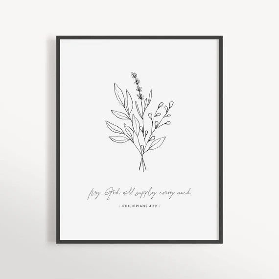Philippians 4:19 Minimal Christian Art Christian Wall Art | Etsy | Etsy (US)