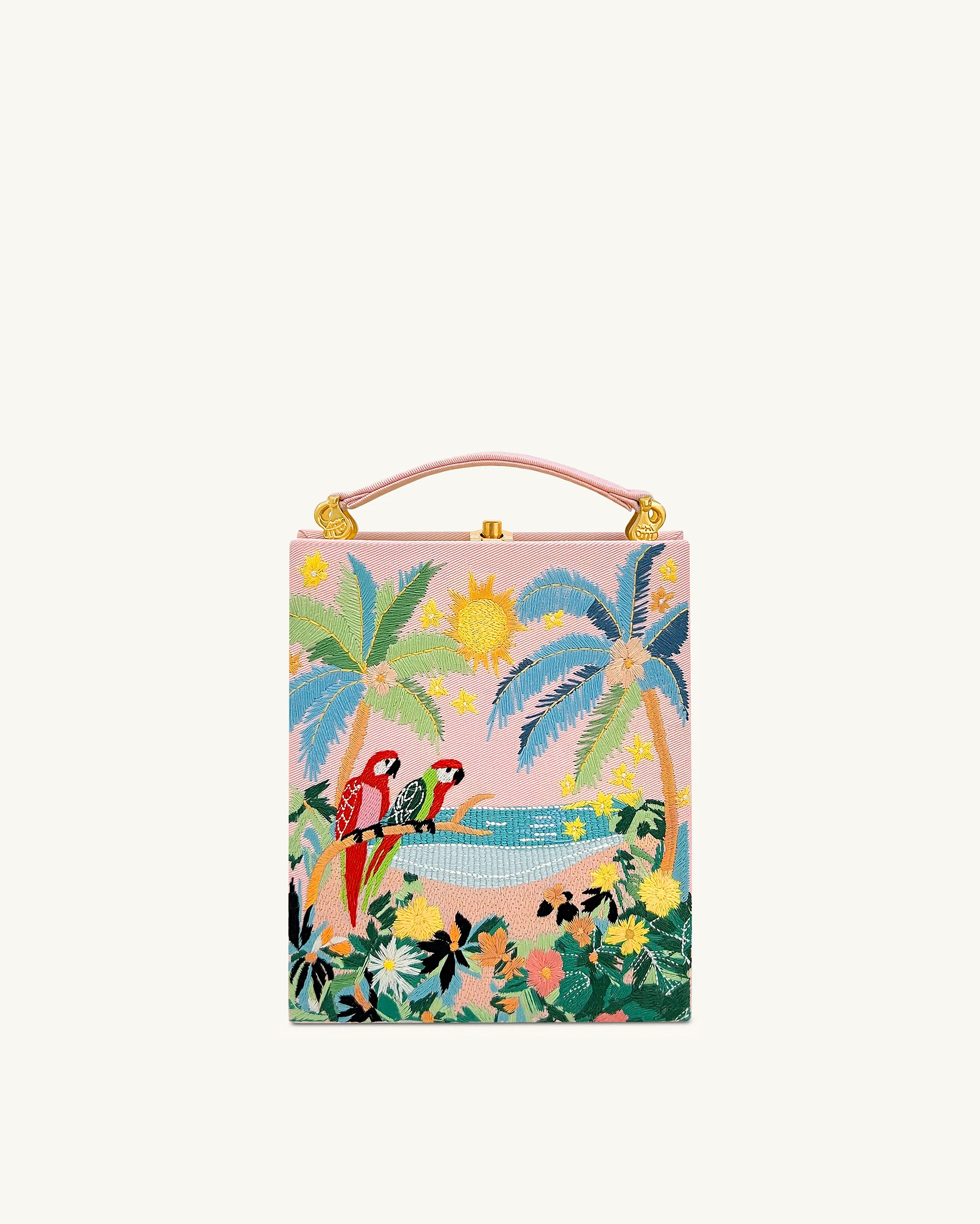 Taya Tropical Parrot Pattern Book Shape Clutch Bag - Pink | JW PEI US