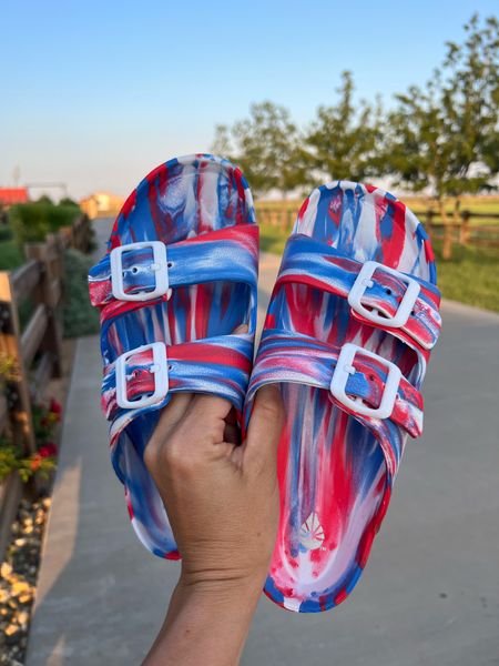 Academy patriotic sandals! I sized up to an 8! Normally a 7! These are only $10! 

#LTKshoecrush #LTKunder50 #LTKFind
