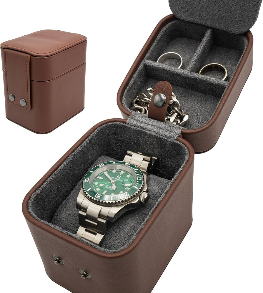 Penitent Man Leather Watch Travel Case for Men - Smart Watch Jewelry Organizer and Pillow Case | Amazon (US)