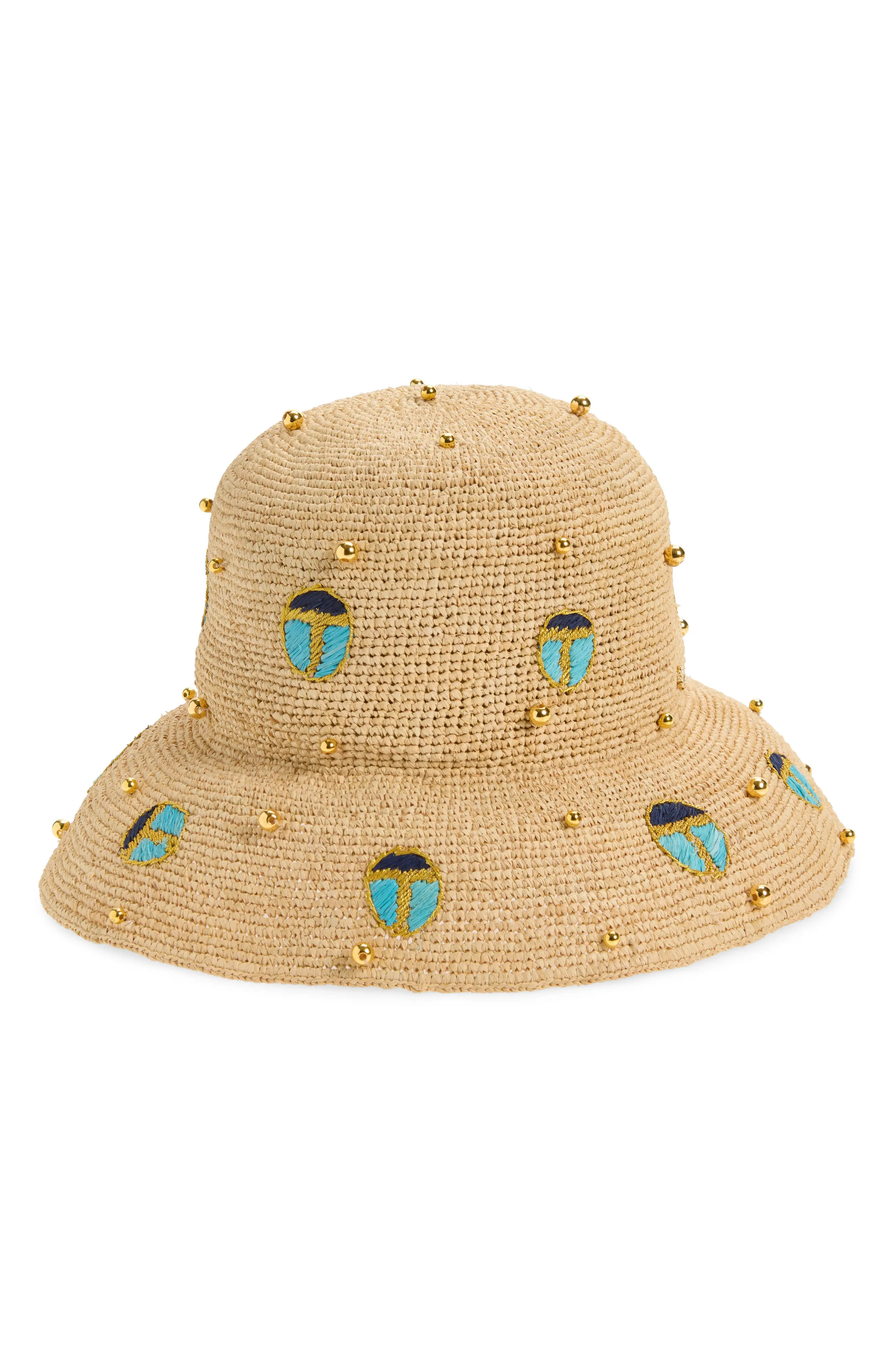 Scarab Embellished Raffia Hat (Women) | Nordstrom | Nordstrom