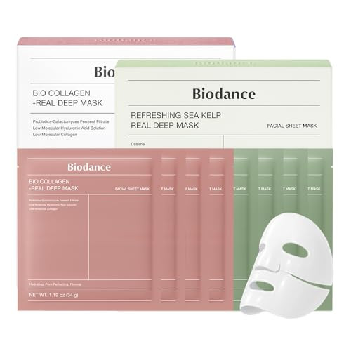 BIODANCE Clear Glow Mask Duo: Bio Collagen & Sea Kelp Real Deep Mask, Gel Face Mask Set for Glass Skin, Pluming, Calming, Korean Skincare Set, Korean Skin Care, Facial Mask Set | Amazon (US)