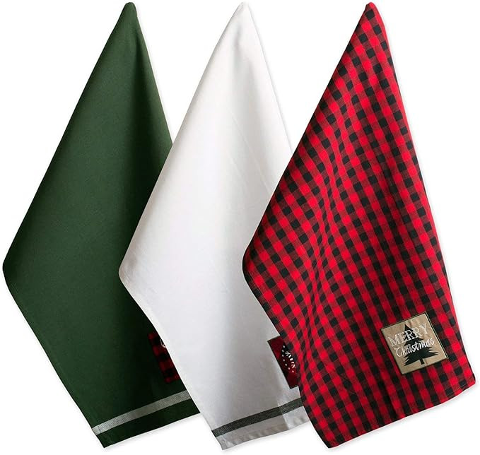 DII Cotton Christmas Holiday Dish Towels, 18x28" Set of 3, Decorative Oversized Kitchen Towels, P... | Amazon (US)