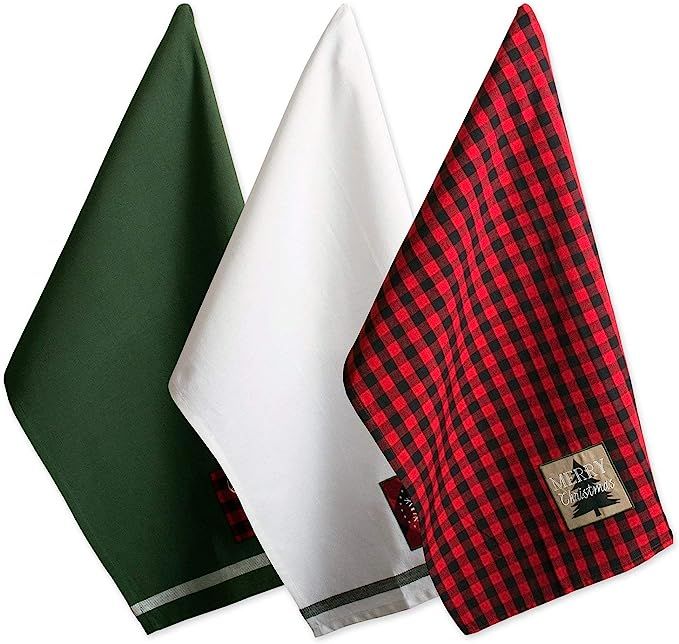 DII Cotton Christmas Holiday Dish Towels, 18x28" Set of 3, Decorative Oversized Kitchen Towels, P... | Amazon (US)