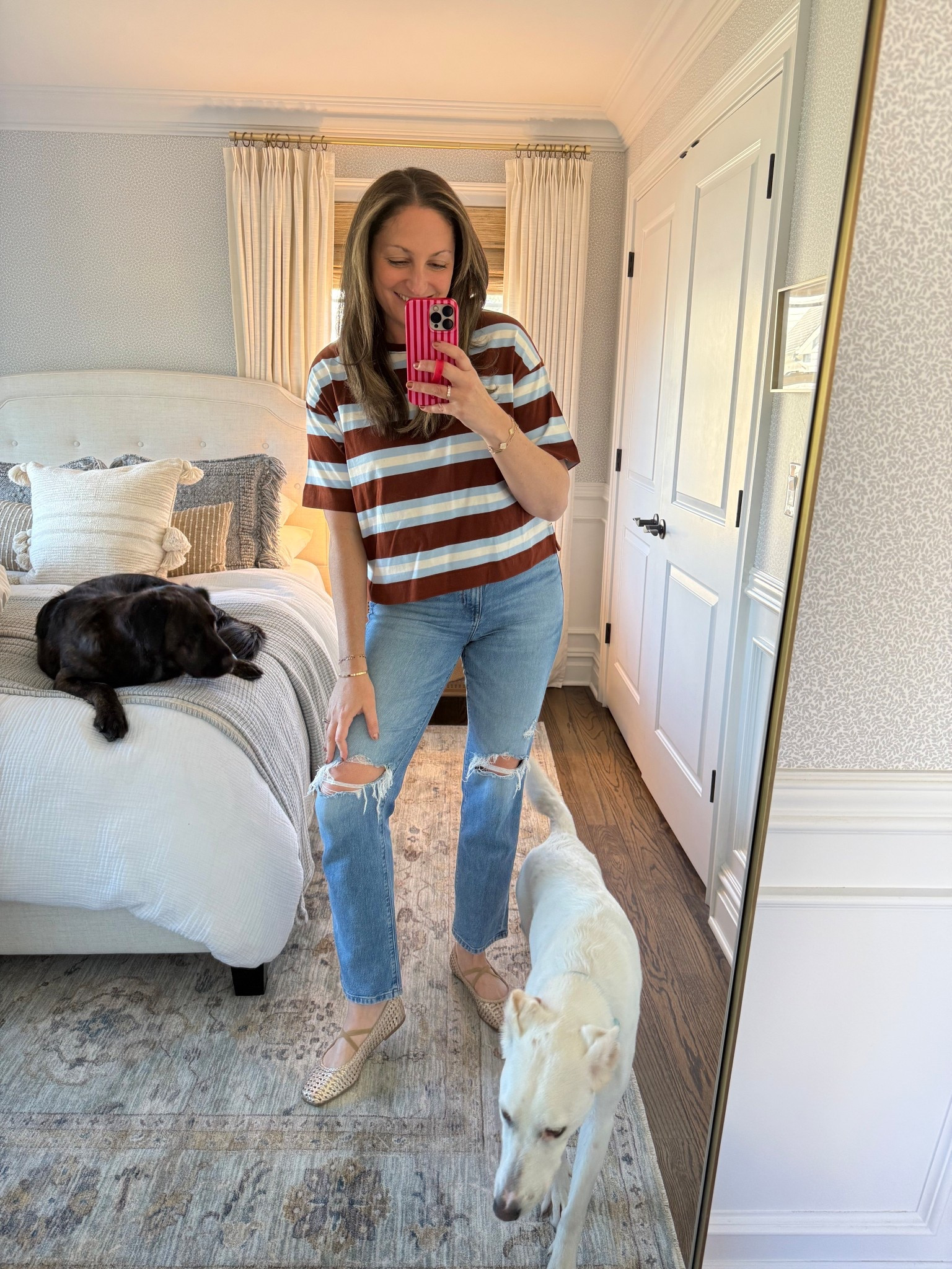 My favorite pair of spring jeans and this striped t-shirt is such a good (and affordable!) find!!. All run true to size. 

#LTKHome #LTKootd #LTKdayinmylife