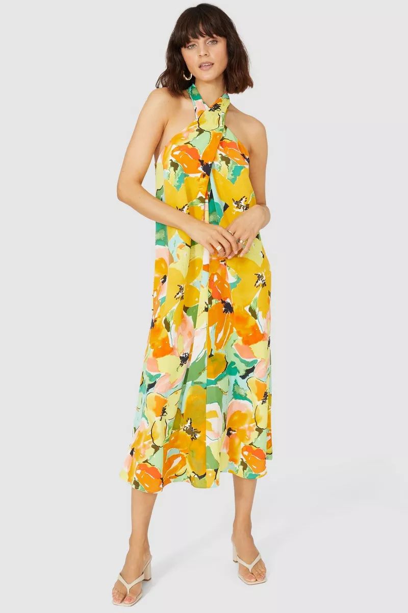 Floral Halter Neck Midi Dress | Debenhams UK