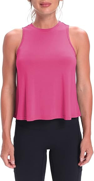 Mippo Crop Tops for Women Womens Workout Tops Flowy Cropped Tank Tops Athletic Shirts | Amazon (US)